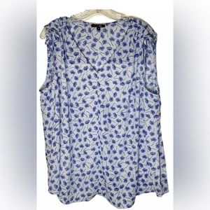 PAPERMOON Blue Floral Tank Top Flowy Lightweight 2XL NWOT Plus Size